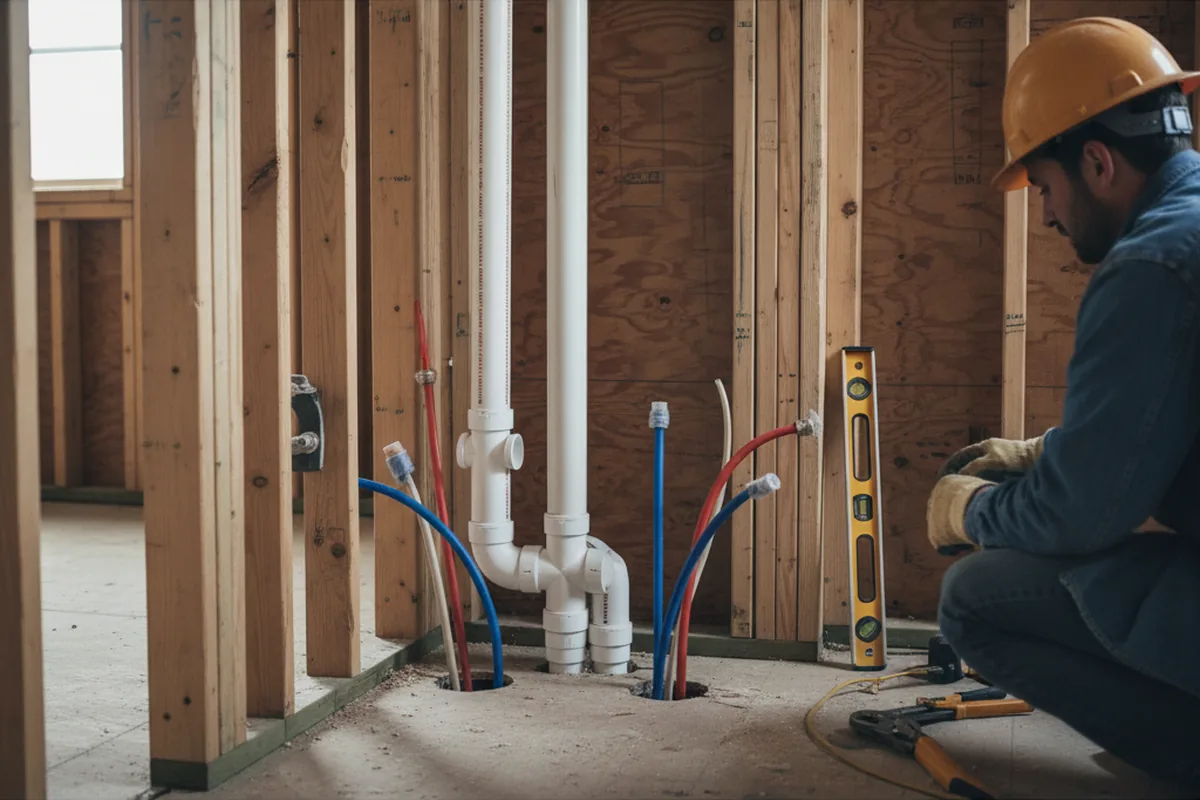 Drain and supply rough-in during Drain Cleaning in Springfield Gardens